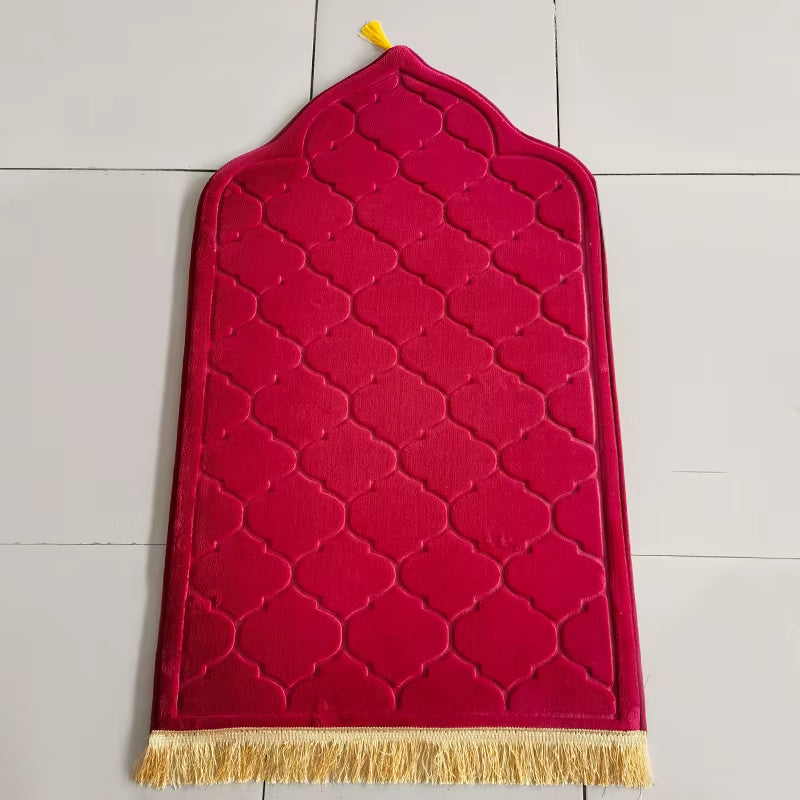 Flannel Prayer Mat Worship Blanket Worship Kneel Embossing Floor Carpets Non-Slip Soft Portable Travel Prayer Rug Ramadan Gift