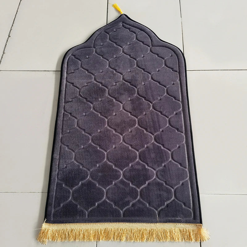 Flannel Prayer Mat Worship Blanket Worship Kneel Embossing Floor Carpets Non-Slip Soft Portable Travel Prayer Rug Ramadan Gift